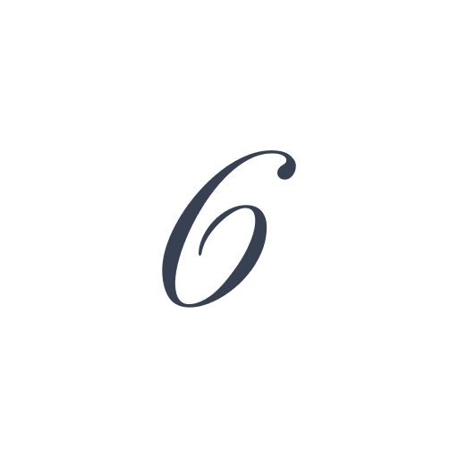 「6」の筆記体の画像