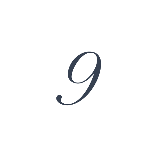 「9」の筆記体の画像